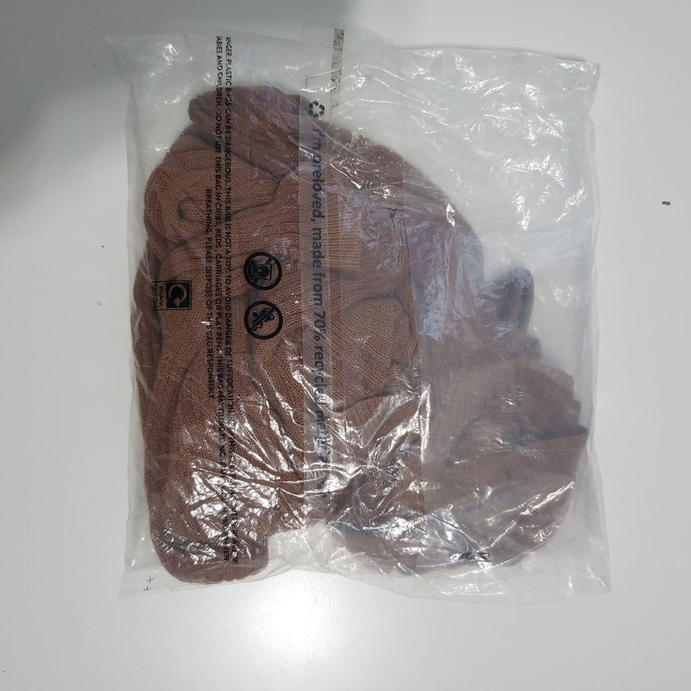 NWT PRETTYLITTLETHING RUST SHEER KNIT BARDOT TWIST FRONT TOP - Size Small - Picture 5 of 7